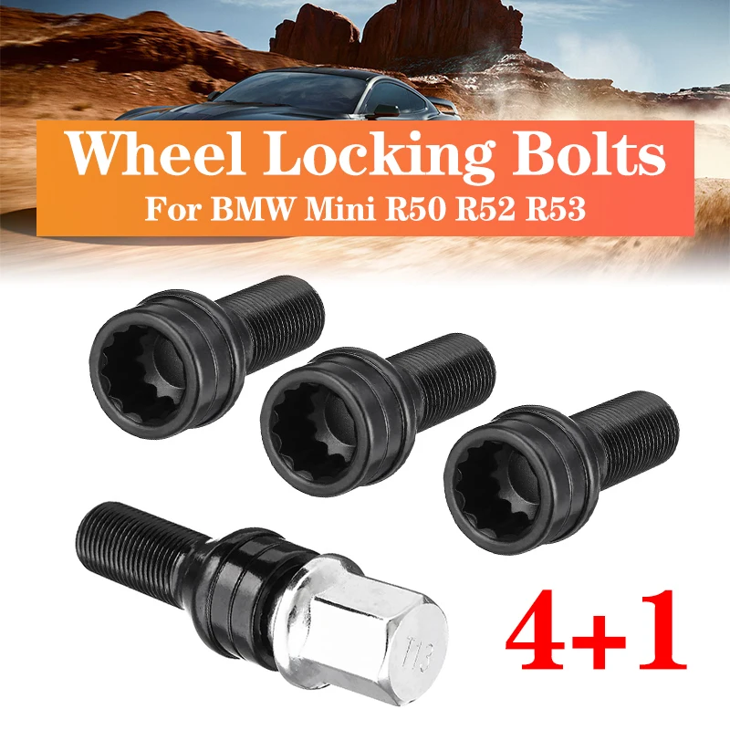 4 шт. болты для фиксации колес M14 x 1 25 черные гайки + ключ BMW Mini R50 R52 R53|Гайки и болты| |