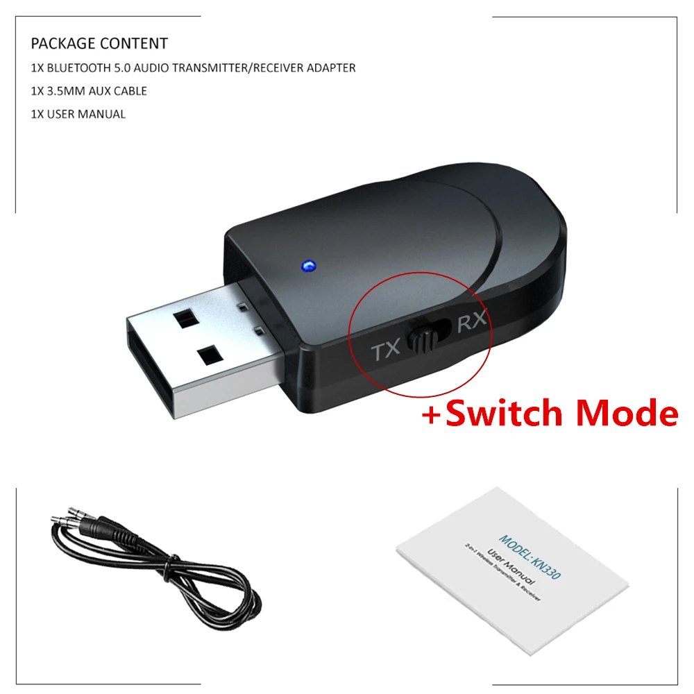 KEBIDU USB Bluetooth приемник передатчики 5,0 беспроводной аудио музыка стерео адаптер ключ для ТВ ПК Bluetooth динамик наушники - Цвет: KN300
