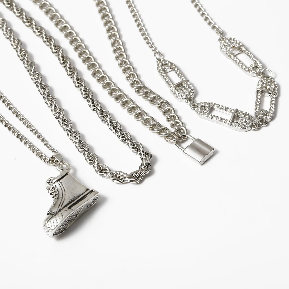

Stainless Steel Chain Necklace Women Egirl Shoes Padlock Pendants Gothic Emo Grunge Aesthetic Accessories Jewelry On The Neck