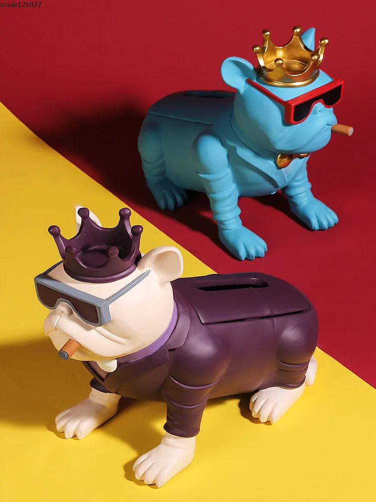 

Креативная полимерная коробка для салфеток в виде животных, скульптура, абстрактное искусство, цветные солнцезащитные очки, собака, коробк...