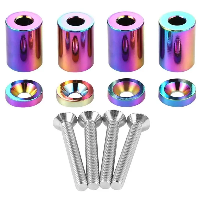 Multicolor M6x45mm болт Заготовка алюминиевый гоночный тонкое мастерство и яркие цвета крышка двигателя автомобиля вентиляция в капоте разделители стояки - Цвет: Multicolor