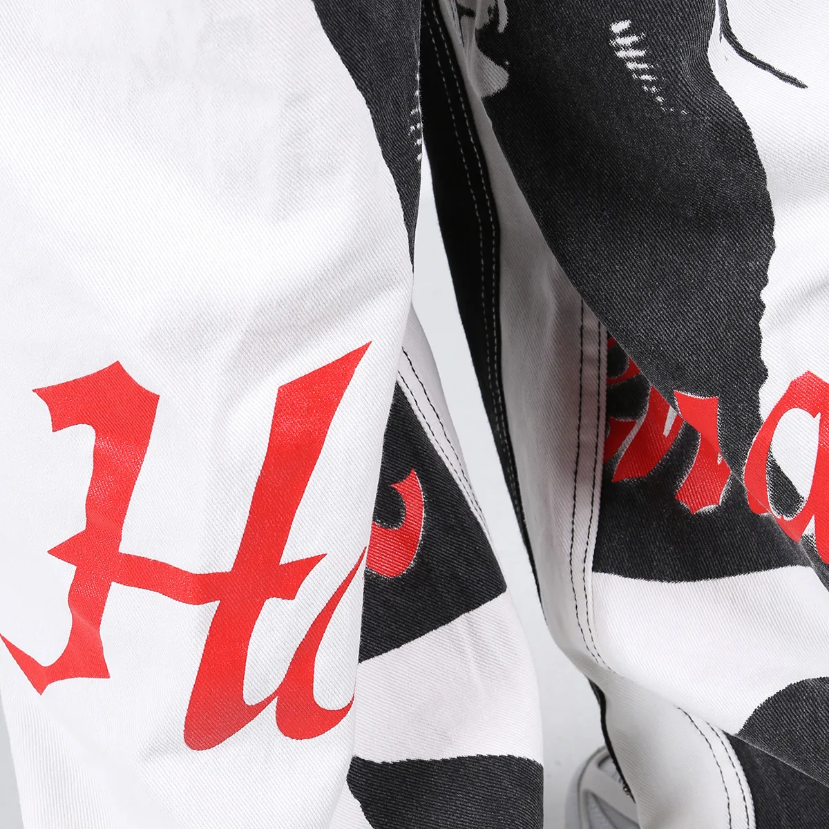 2021 Funny Graphic Print Color Block Streetwear Men Hip Hop Baggy Jeans Pants Kanye West Straight Punk Denim Trousers For Teens | Мужская