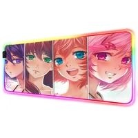 mairuige animated mouse pad cute four girls rgb gaming accessories led lock edge computer notebook keyboard pad gaming mouse pad