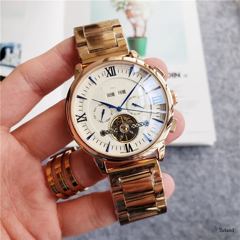 

Multifunctional Business Tourbillon Watch Male Mechanical Automatic Waterproof Timepieces Patek-Philippe Luxury Steel Wristwatch