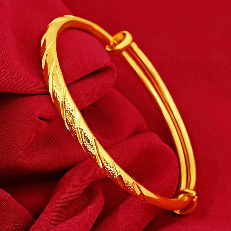 

24K Yellow Gold Dragon Phoenix Bracelet for Women Adjustable Bracelet Bangles Wedding Engagement Fine Jewlery Gold Gifts 2021