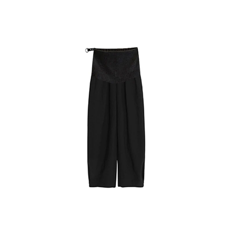 

135# Summer Thin Pleat Chiffon Maternity Pants 9/10 Large Size Loose Belly Straight Pants For Pregnant Women Casual Pregnancy