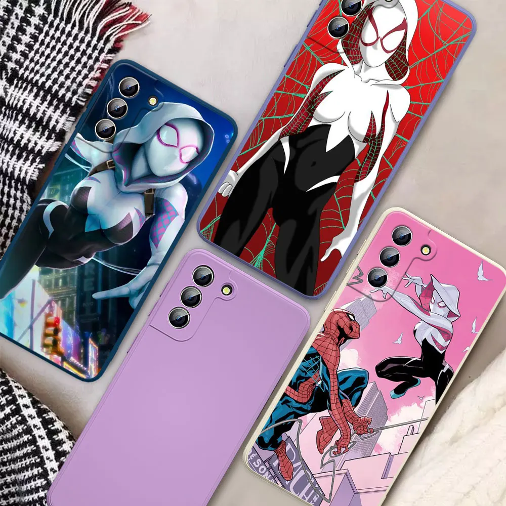 

Avengers Marvel Spider-Gwen For Samsung Galaxy S21 S20 FE S10 Note20 Note10 Ultra Plus Pro 5G Liquid Soft Phone Case