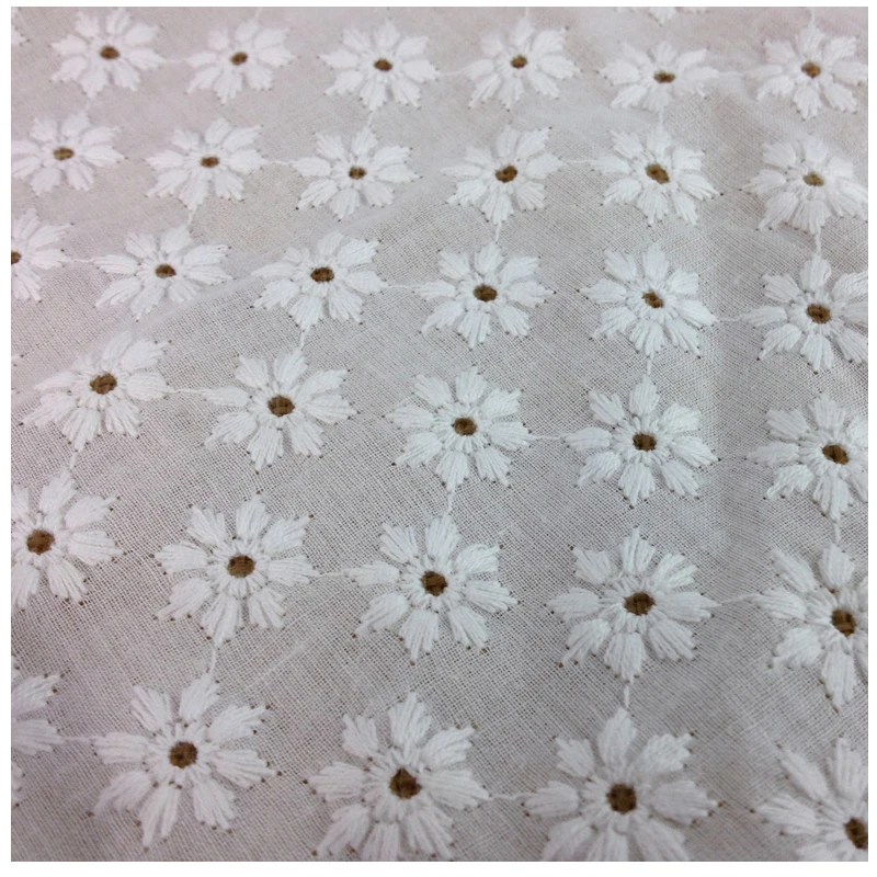 

Off White Swiss Cotton Voile Eyelet Lace Fabric for Dress,Diy Embroidered Apparel Patchwork Sewing Cloth,Width 130cm