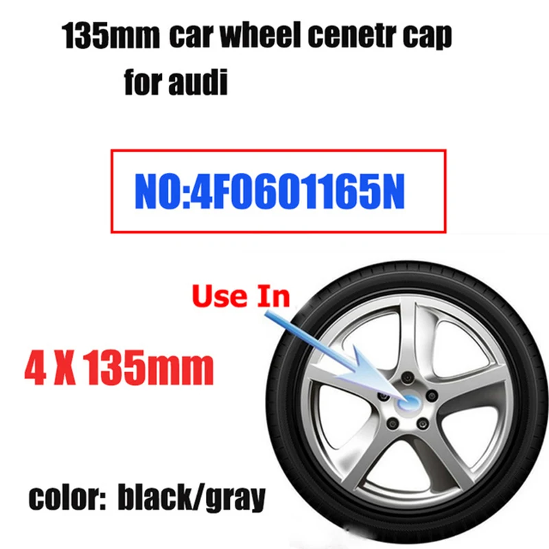 

4pcs/set 135MM 5Claw Car Wheel Center Hub Caps car emblem badge cover For A3 A4 A5 A6 A7 A8 Q5 R8 S4 S5 S6 TT 4F0601165N