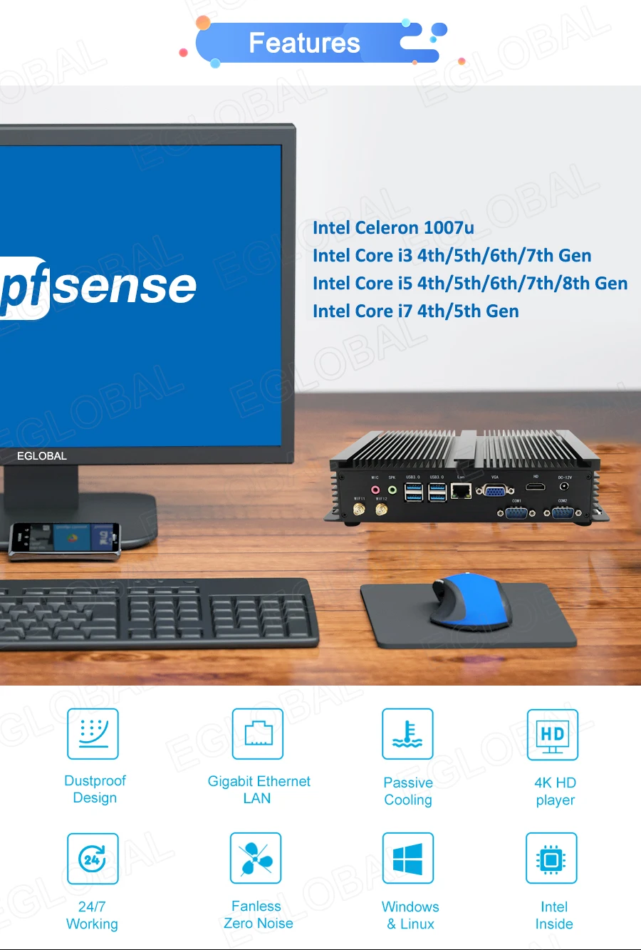 Прочный промышленный Мини ПК Intel Core i5 8250U 24/7 часов работы Windows Barebone Мини компьютер 4K VGA HDMI RJ45 LAN AC wifi