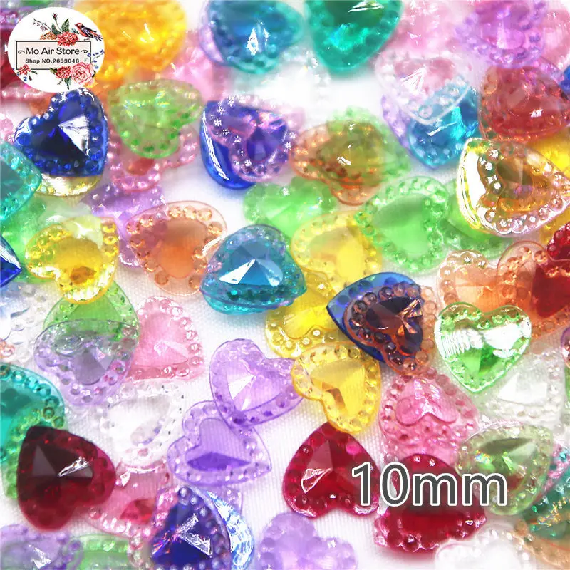 200 шт. разных цветов блестящие маленькие сердца Стразы плоская спина Кабошон