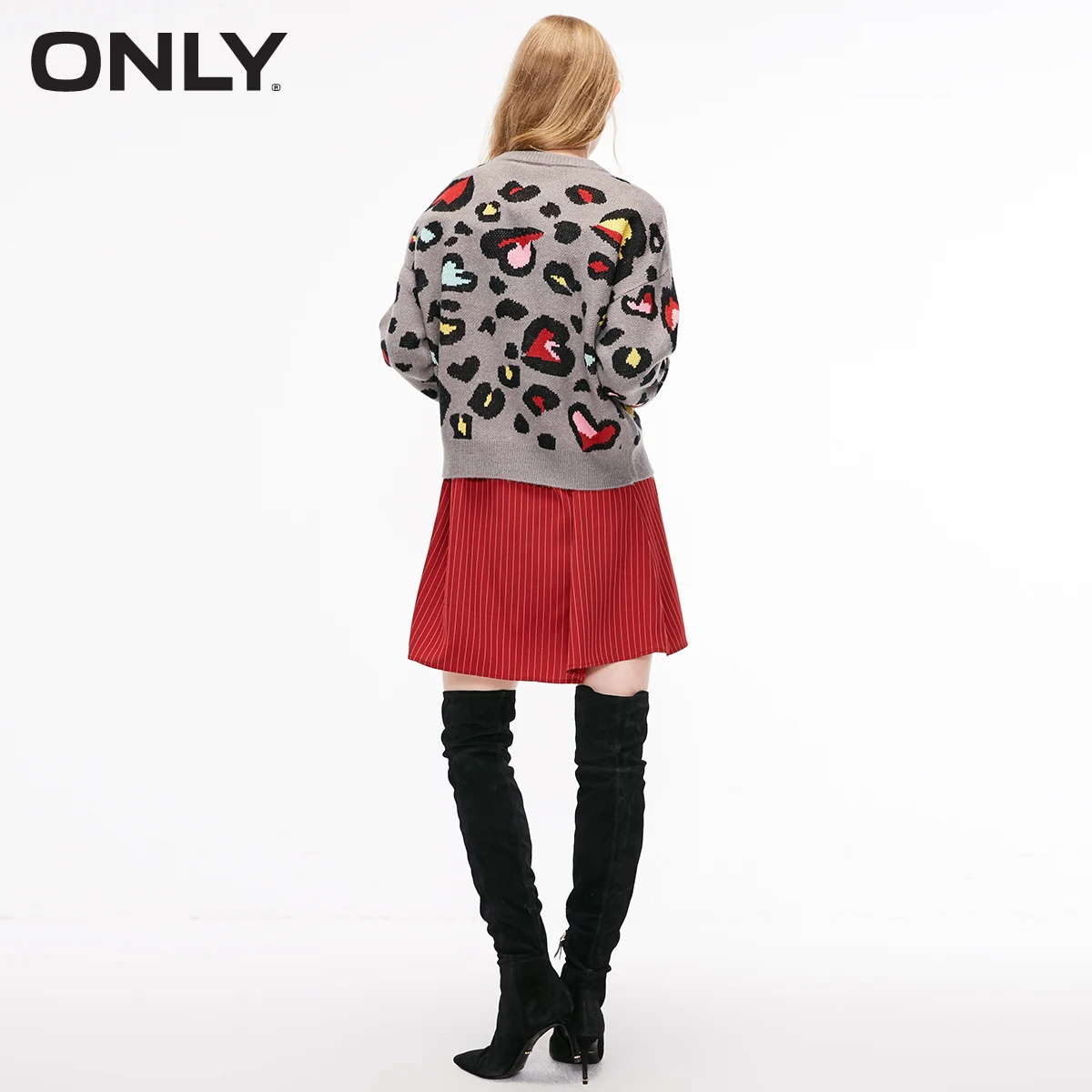 Осенне-зимний женский свитер с круглым вырезом и леопардовым принтом | 118413504