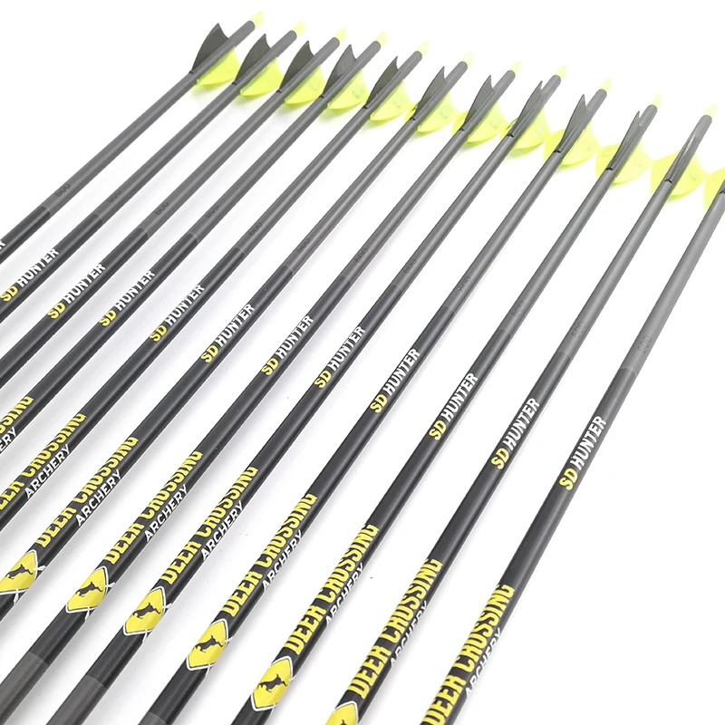 12PCS Archery Spine500 600 700 800 900 ID4.2mm 30Inch Carbon Arrows Pin Nock Recurve Bow LongBow Hunting Shooting | Спорт и