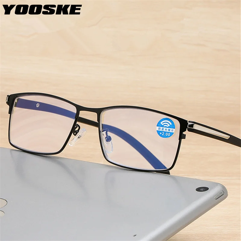 

YOOSKE Men's Business Reading Glasses Trend Anti Blue Light Presbyopia Eyeglasses Anti-fatigue Hyperopia Diopter +1.5 2.0 2.5 +3