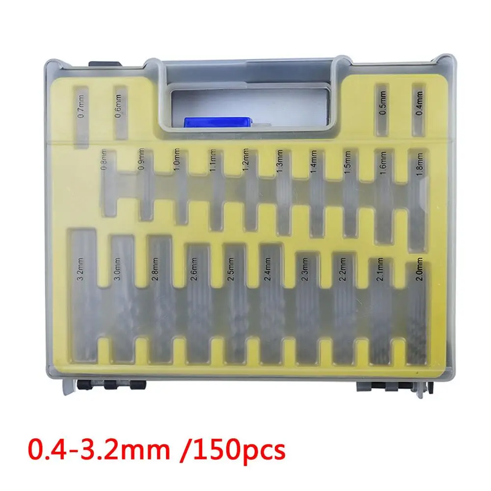 New 150Pcs Mini Micro Power High Speed Steel Drill Bit Twist Kits Set 0.4-3.2mm Accessories Wood Drilling Precision | Инструменты