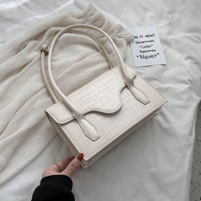 

Luxury Brand Female Flip Square Bag 2020 New Quality Leather Women's Designer Handbag Crocodile pattern Shoulder Messenger Bags