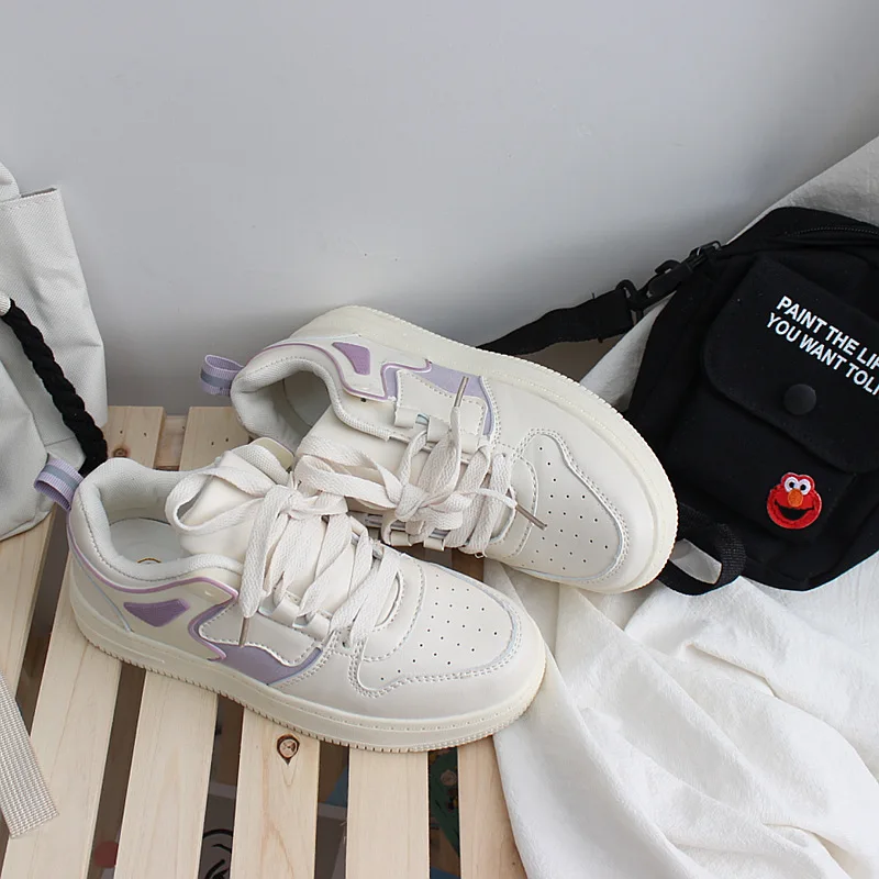 

PU White Sneakers Women Flats 2021 Fashion Women Casual Shoes Ladies Designer Shoes Woman Baskets Platform Woman Sneakers Femme
