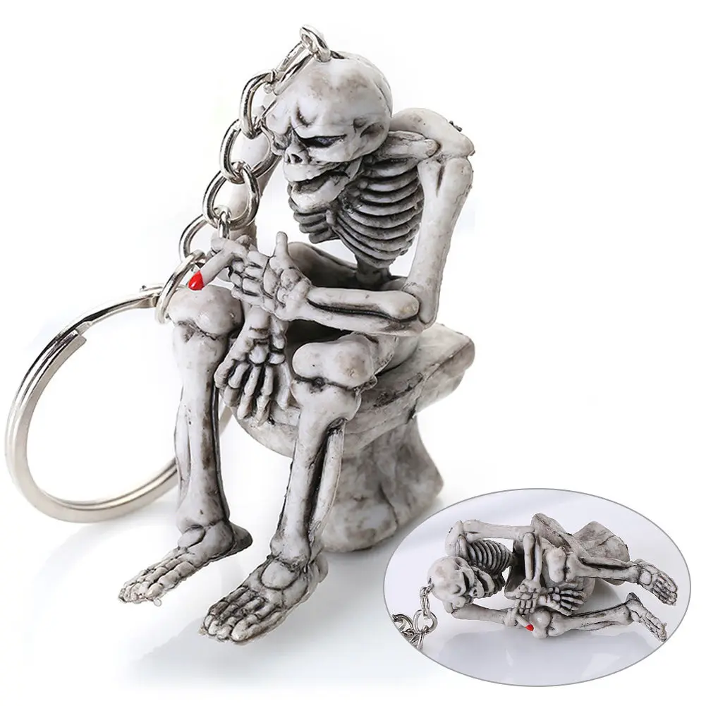 Автомобиль туалет брелок со скелетом человека Форма цепочка для ключей