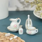 8 шт.компл. 112 Масштаб Кукольный домик Миниатюрный Винтажный стиль аксессуары для ванной керамические аксессуары для кукольного домика с розами