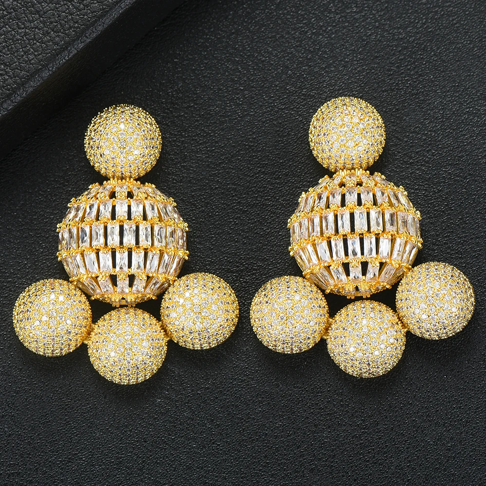 Роскошные серьги-подвески LARRAURI с круглыми шариками свадебные серьги фианитом