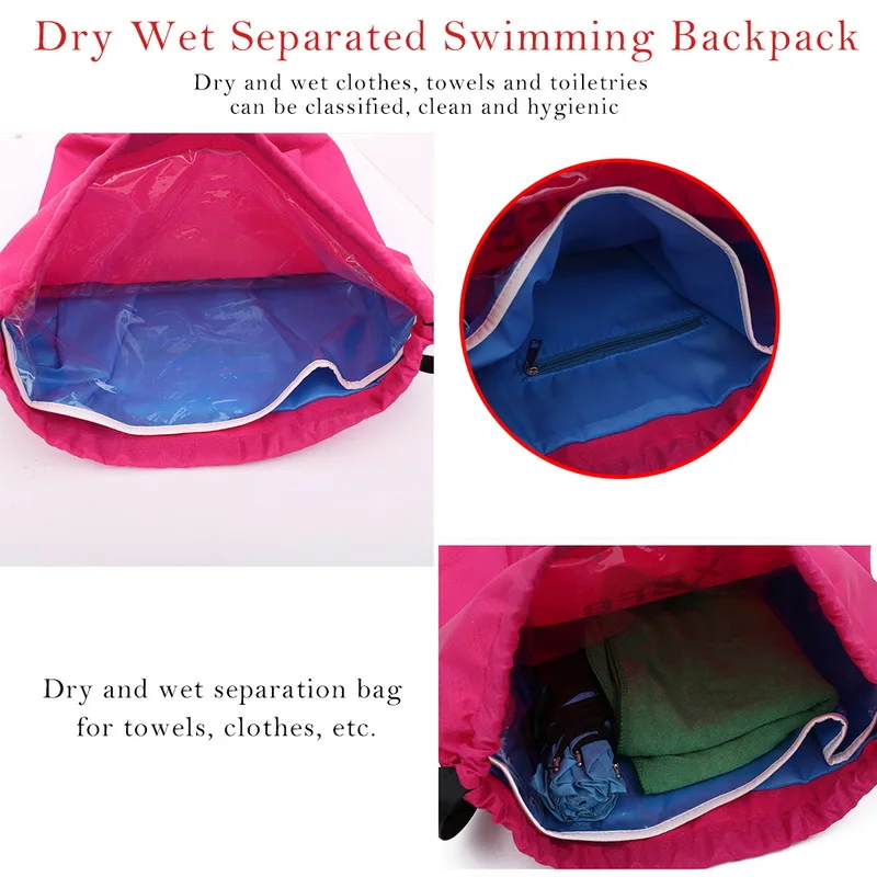 Vertvie Beach Backpack Portable Waterproof Gym Swim Pool Drawstring Bag Adjustable Dry Wet Separated Sport Equipment Bags Unisex | Спорт и