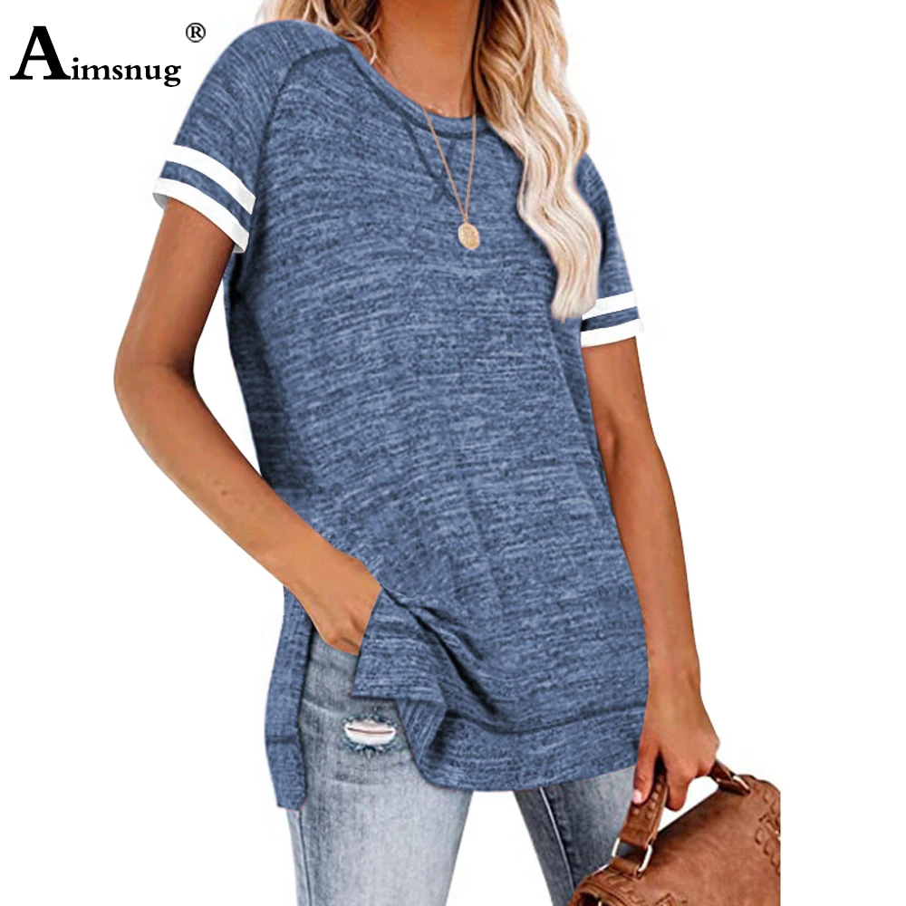 

2021 Summer New Patchwork Stripe Tops Women Elegant Leisure Casual T-Shirt Round Neck Loose Ladies Tee Shirt Oversized 2xl Femme