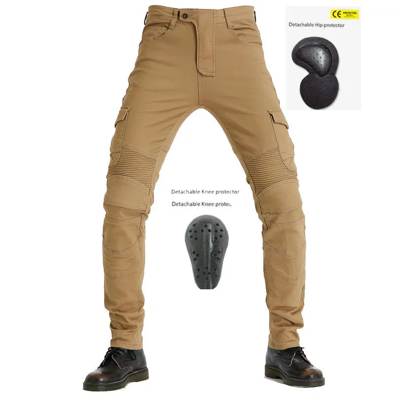 Для мужчин мотоциклетные стильные джинсы для езды Байкерская прямого покроя