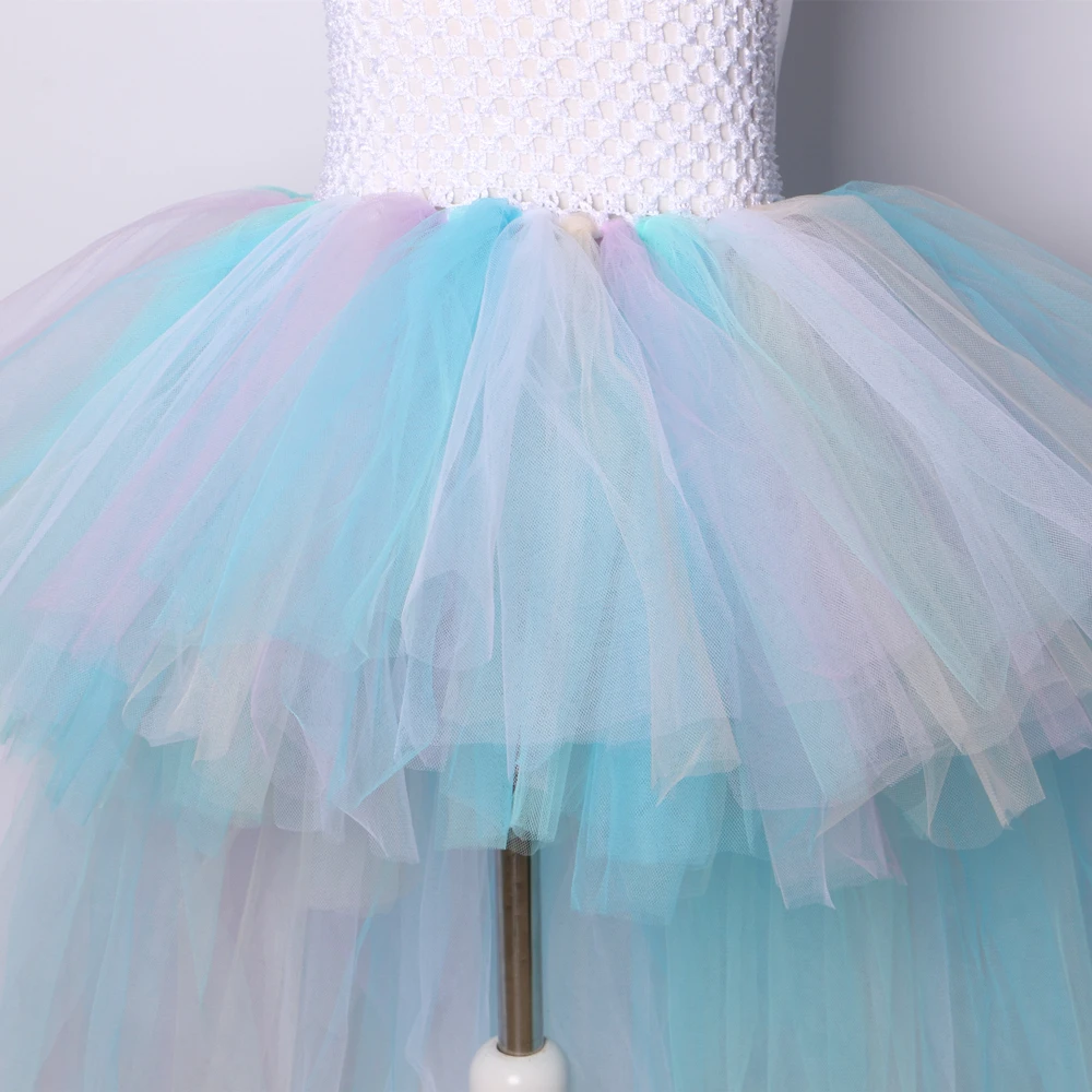 Pastel Rainbow Girls Tutu Dress Unicorn Girl Birthday Party Up with Headband Child Kids Princess Halloween Costumes | Детская одежда и