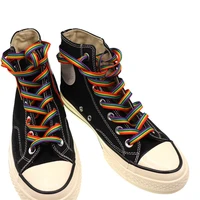 1pair 120cm gradient rainbow shoelaces flat colorful shoestrings for low high top canvas shoes printing shoelace accesories