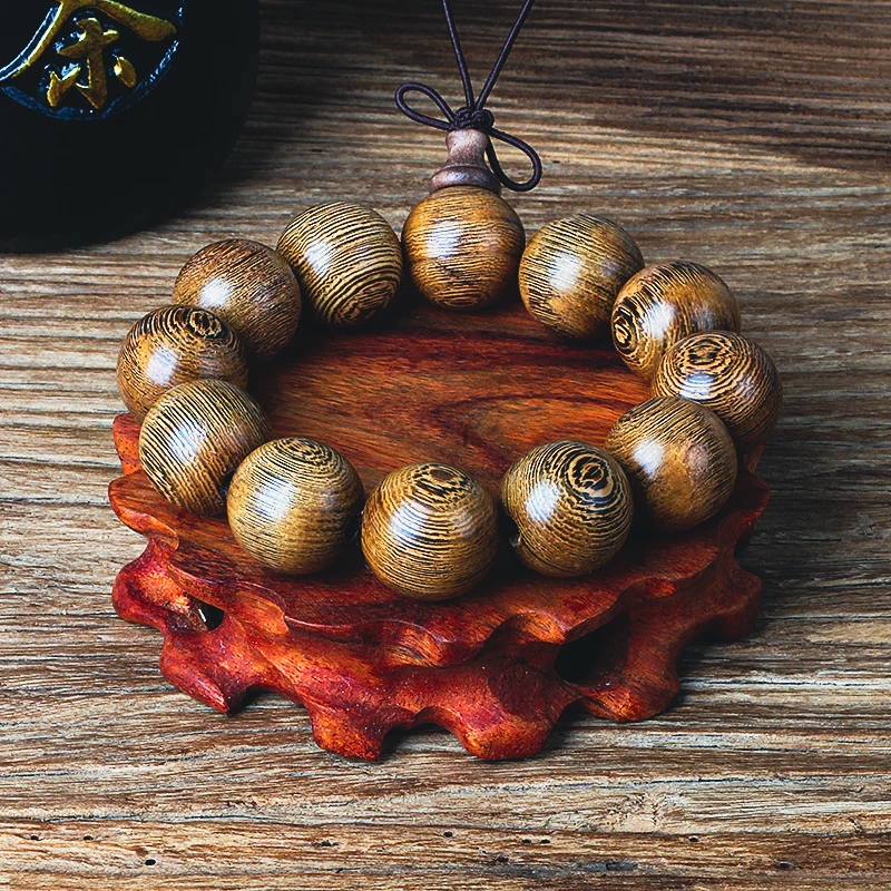 

Original 20mm Sandalwood Beads Bracelets Men Wooden Beads Meditation Jewelry Prayer Healing Tibetan Buddhism Rudraksha Bracelet