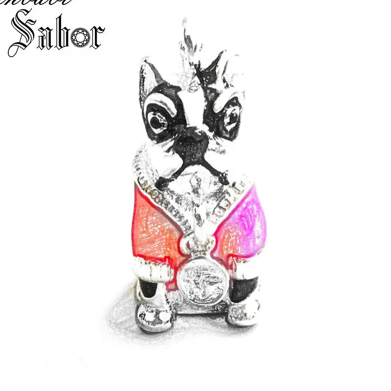 Подвеска в виде французского бульдога серебряного цвета для женщин и мужчин