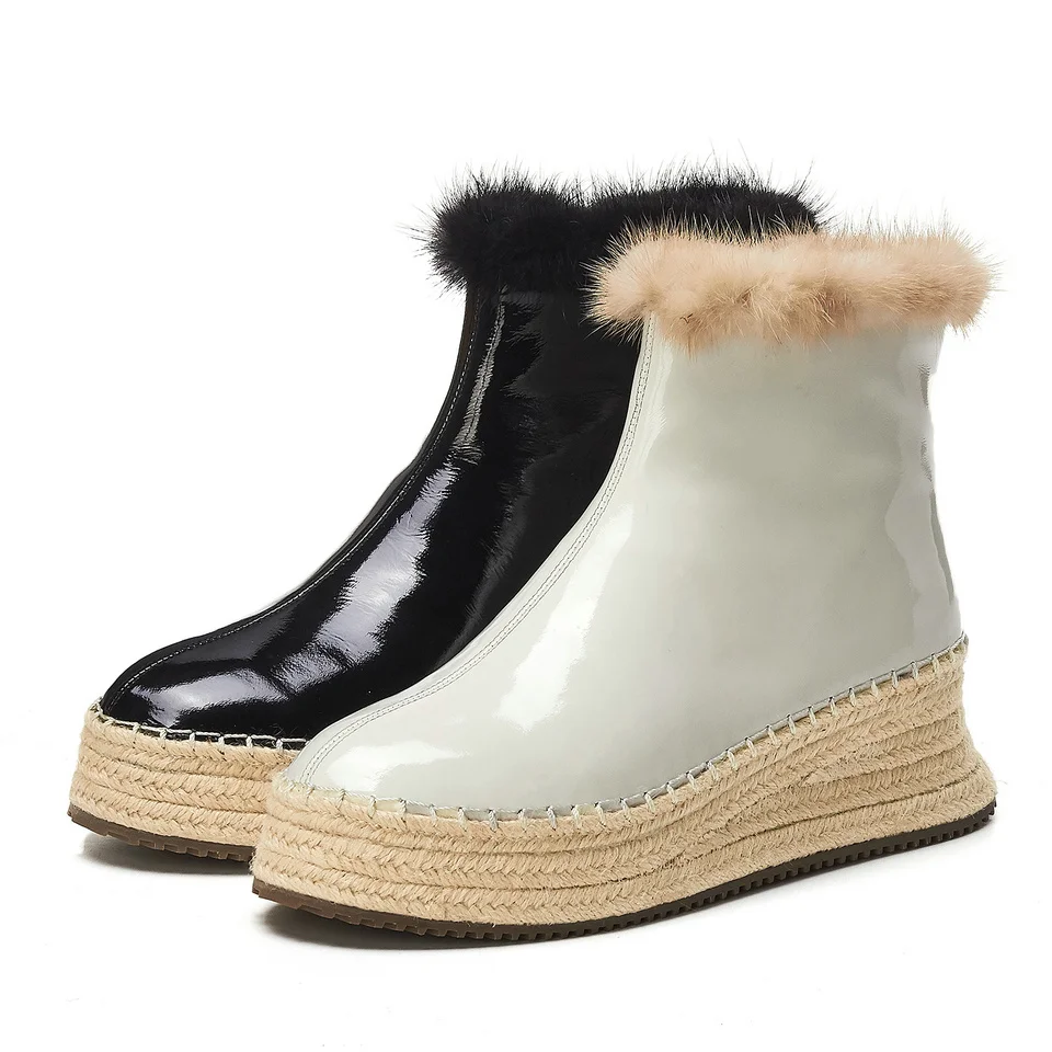 

EshtonShero Ankle Boots Women Winter Ladies Platform Leather Wedge High Heel Fashion Zipper Motorcycle Casual Shoes Size 3-8
