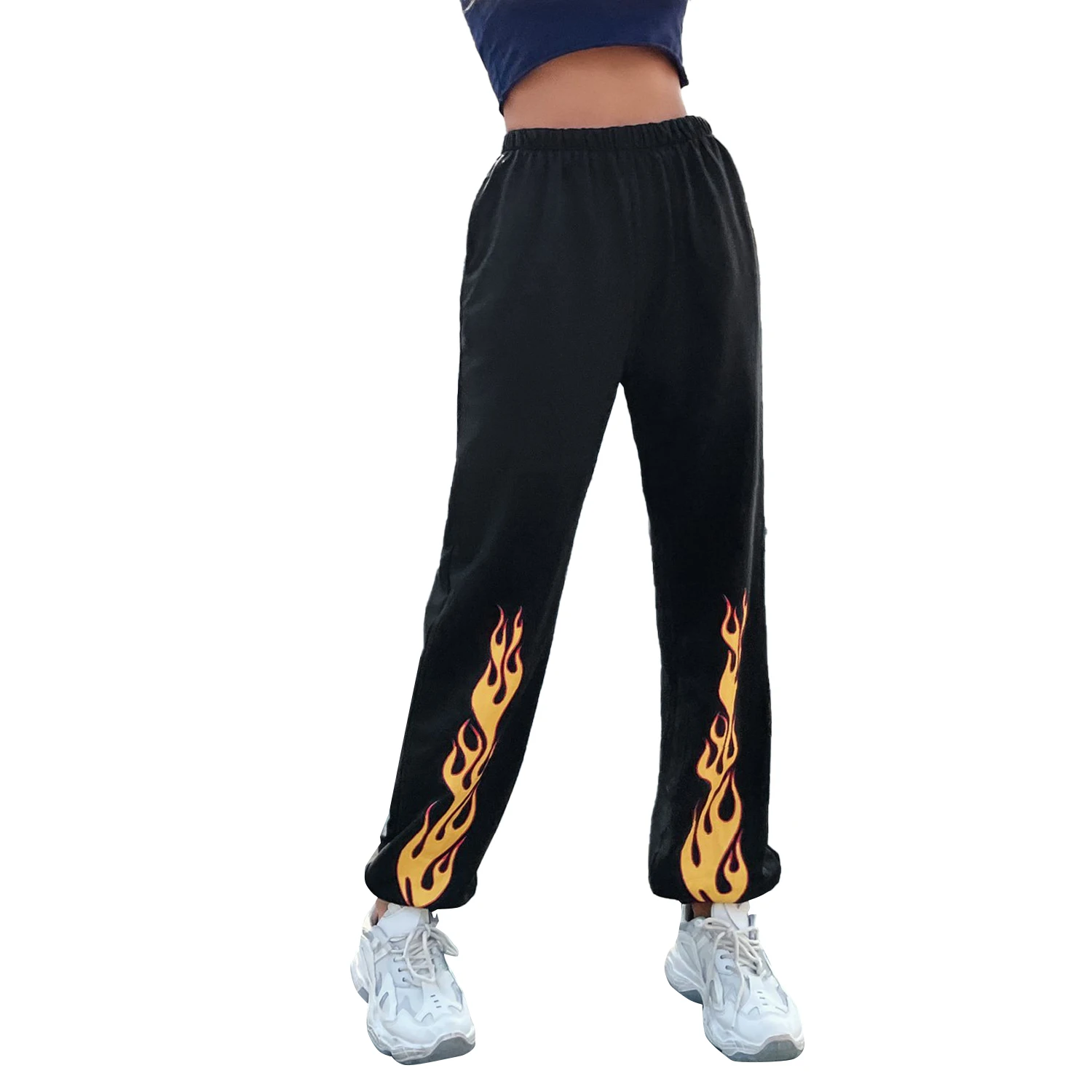 

Women's Sports Casual Pants, Loose Straight-leg Pants in Summer and AutumnPrinted Trendy TrousersComfortable Cotton Wide Feet