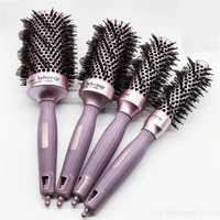 new 4 sizes round hair comb ceramic brush boar bristle hairdressing thermal brush for hair curling barrel comb wholesale 30