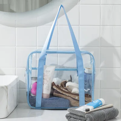 sky blue Дорожные косметички из ПВХ, женские прозрачные косметички на молнии, органайзер для ванной, косметичка, косметичка - Цвет: sky blue