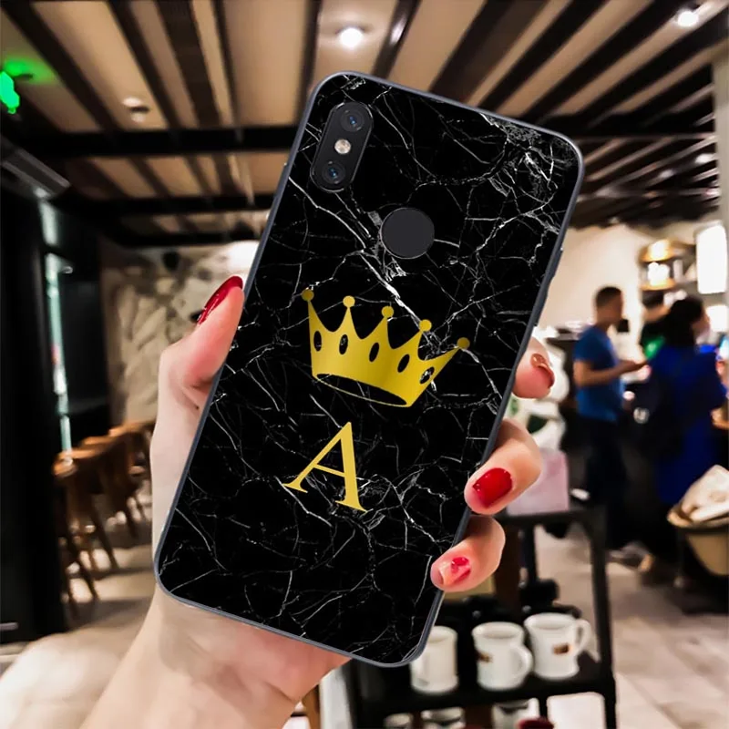 LVTLV DIY инициалы имя письмо монограмма черный мрамор Корона чехол для телефона huawei
