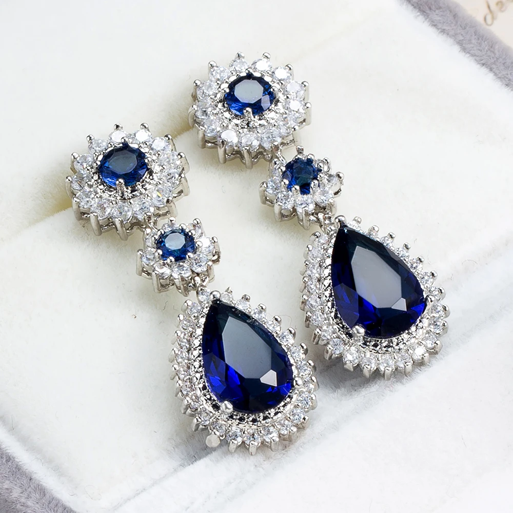 Luxury Royal Blue Zircon Earrings - Perfect Women's Party and Dating Accessories for Christmas Gifts image 5