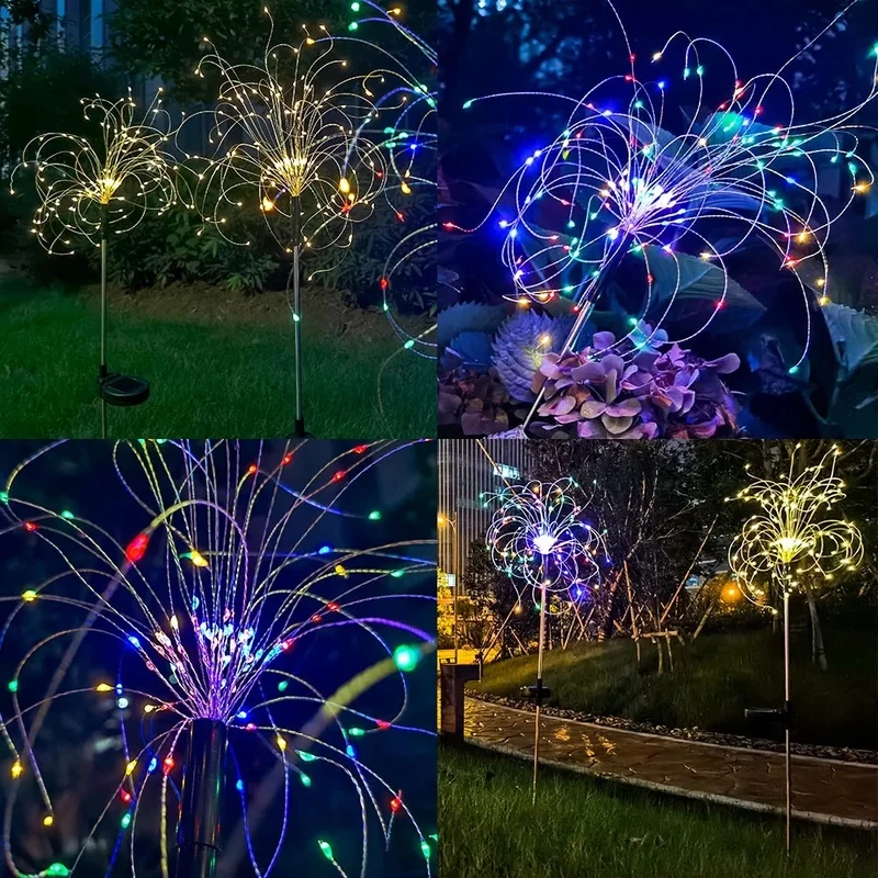 

90/150 LEDs Solar Fireworks Light Solar Lawn Light Waterproof LED Solar Light for Garden Path Patio Christmas Holiday Decoration