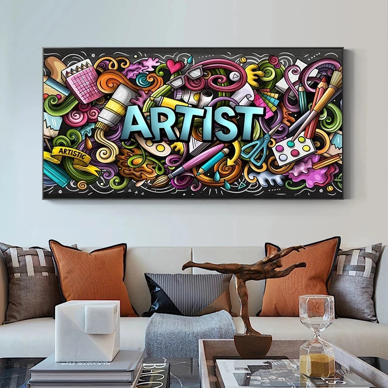 

Street Cartoon Pop Graffiti Art Posters and Prints Canvas Paintings Wall Art Pictures for Living Room Decor (No Frame)