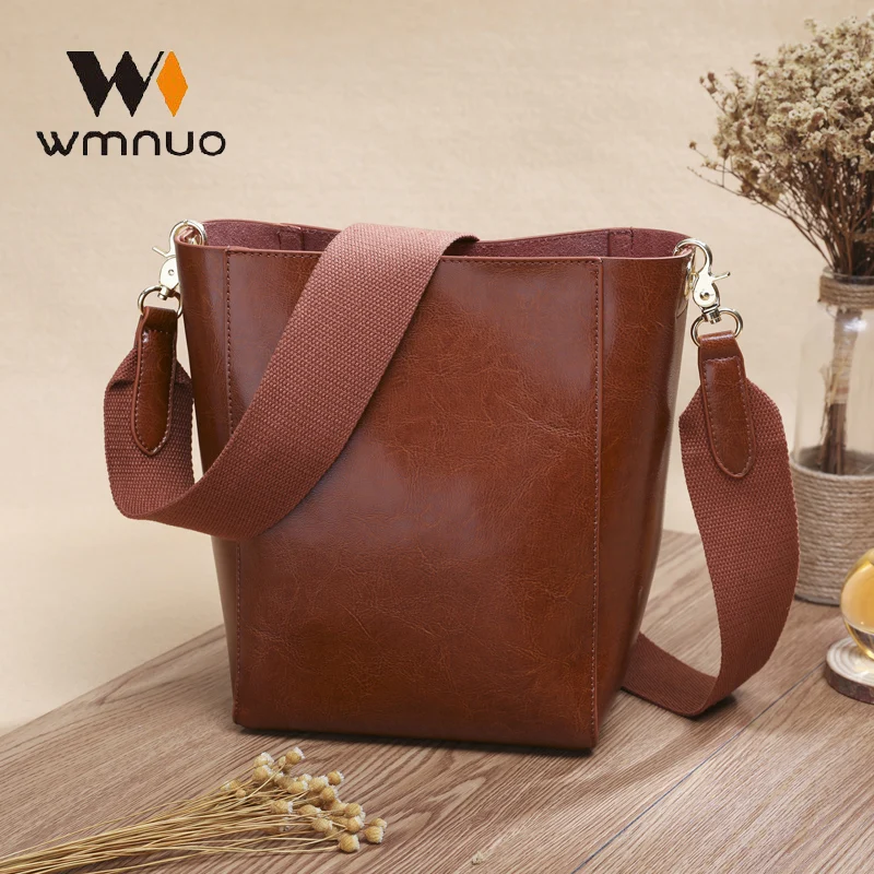 Сумка мешок Wmnuo женская с широким ремешком Модный саквояж на одно плечо из