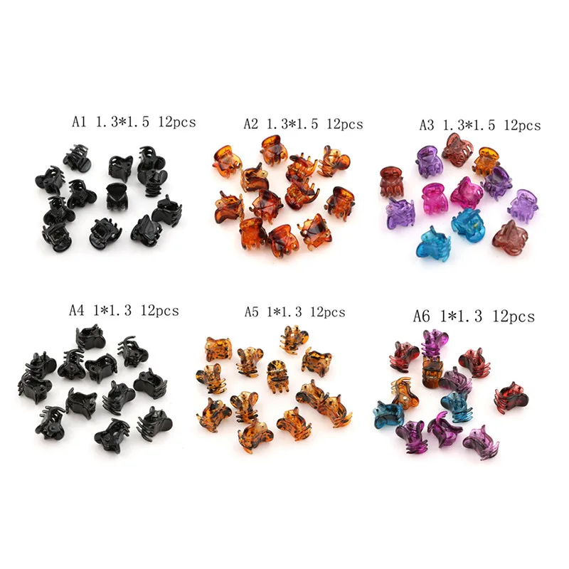 Pinzas para el pelo de 12 piezas para mujer y ni&ntilde;a, accesorios de pl&aacute;stico transparente negro, marr&oacute;n, Mini pinzas para el pelo, regalos-5