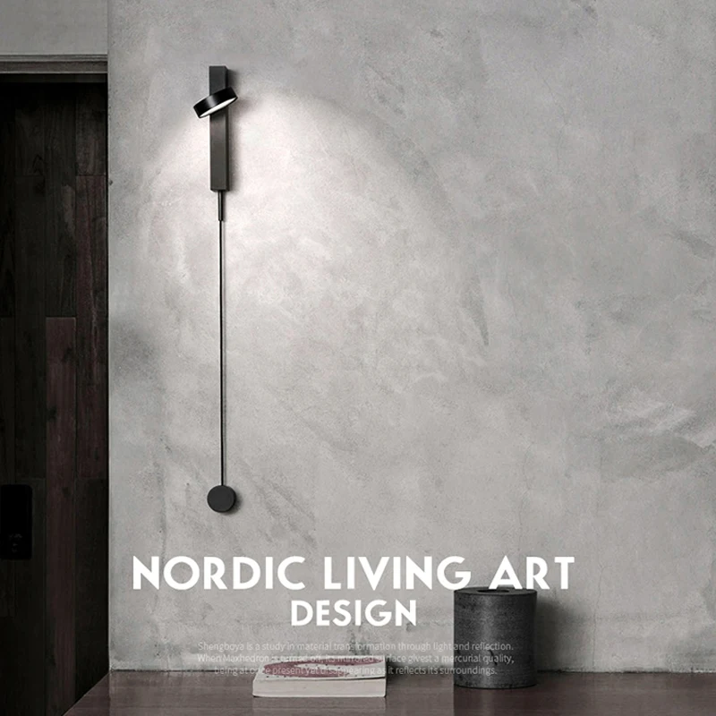 Светодиодный настенный светильник с переключателем 180 ° для спальни гостиной