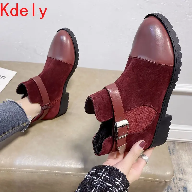 

Женские ботильоны из искусственной кожи на массивном каблуке, женские модные ботинки на молнии с круглым носком, женские повседневные рези...