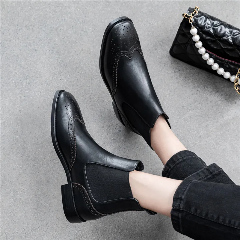 Женские ботинки Челси FEDONAS повседневные из натуральной кожи с квадратным носком