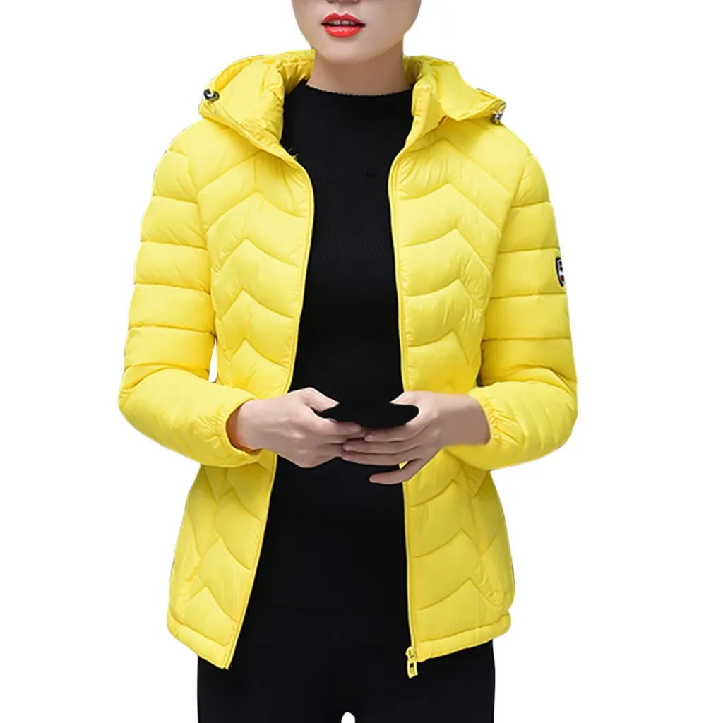 Yellow С капюшоном Для женщин зимняя куртка с хлопковой подкладкой Для женщин пальто осень Casaco женское Inverno твердая цветная парка стенд# J30 - Цвет: Yellow