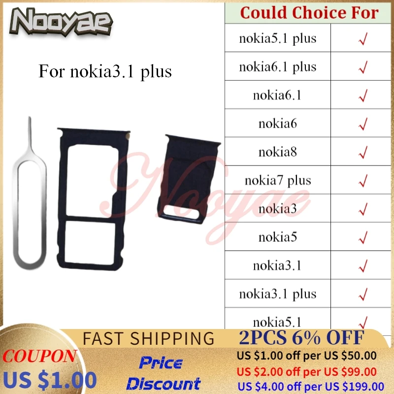 Замена лотка для sim карты Nokia 3 1 5 plus держатель слот адаптера считыватель +