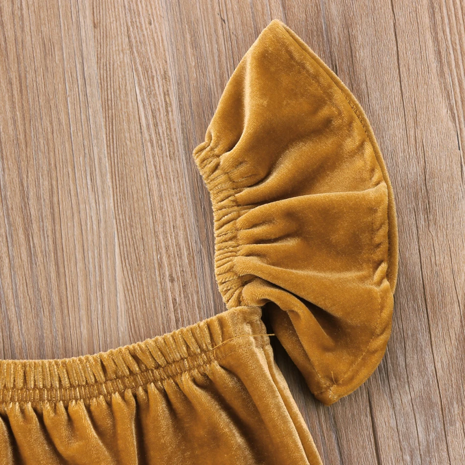 Новый модный бархатный комбинезон с открытыми плечами для новорожденных девочек