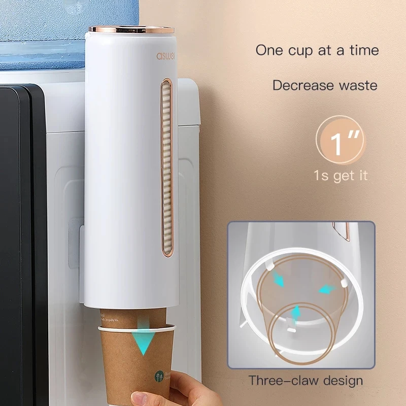 

Automatic Disposable Cup Storage Rack Organizer Wall Mounted Cup Dispenser Holder Water Dispenser Cup Holder Household Container