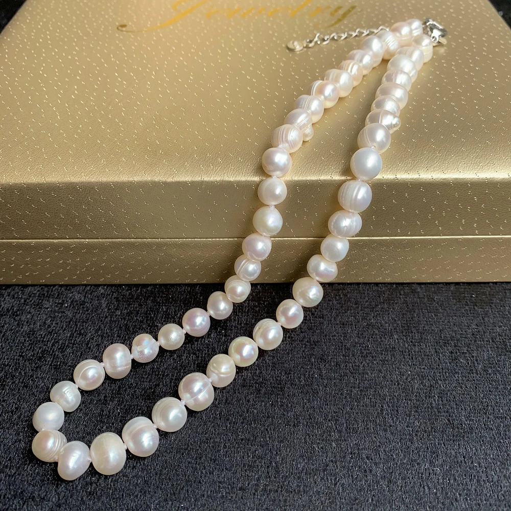 

SPEZ 2021 Fashion Pearl Necklace Near Round Natural Freshwater Pearl Jewelry for Women Wedding Gift