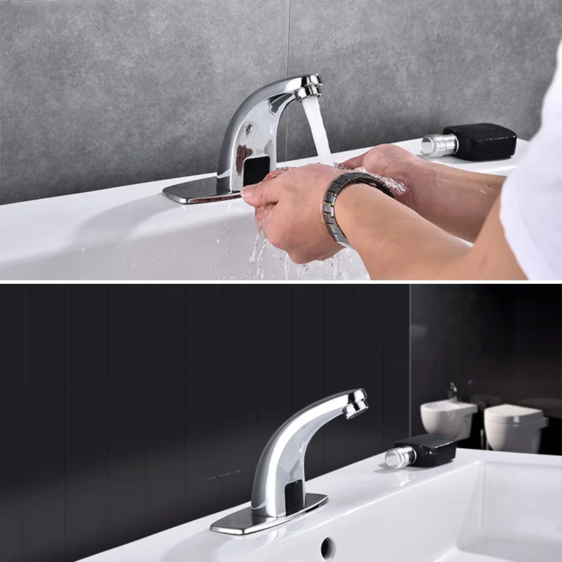 

Bathroom Automatic Infrared Sensor Sink Faucet Touchless Basin Water Tap Electric Inductive Water Tap Mixer Battery Powered